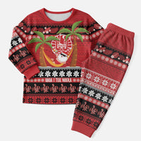 French Polynesia Christmas Pajama Set Tiare Chilling Santa Oaoa I teie Noera LT14 Men Red - Polynesian Pride