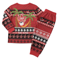 French Polynesia Christmas Pajama Set Tiare Chilling Santa Oaoa I teie Noera LT14 - Polynesian Pride