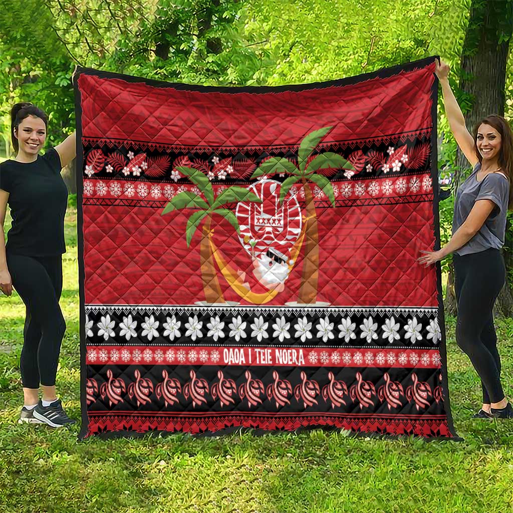 French Polynesia Christmas Quilt Tiare Chilling Santa Oaoa I teie Noera LT14 - Polynesian Pride