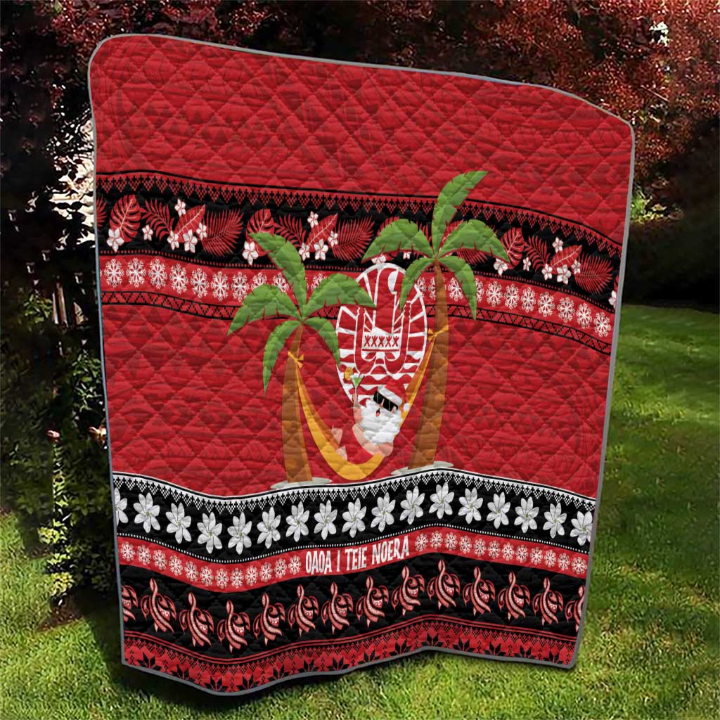 French Polynesia Christmas Quilt Tiare Chilling Santa Oaoa I teie Noera LT14 - Polynesian Pride