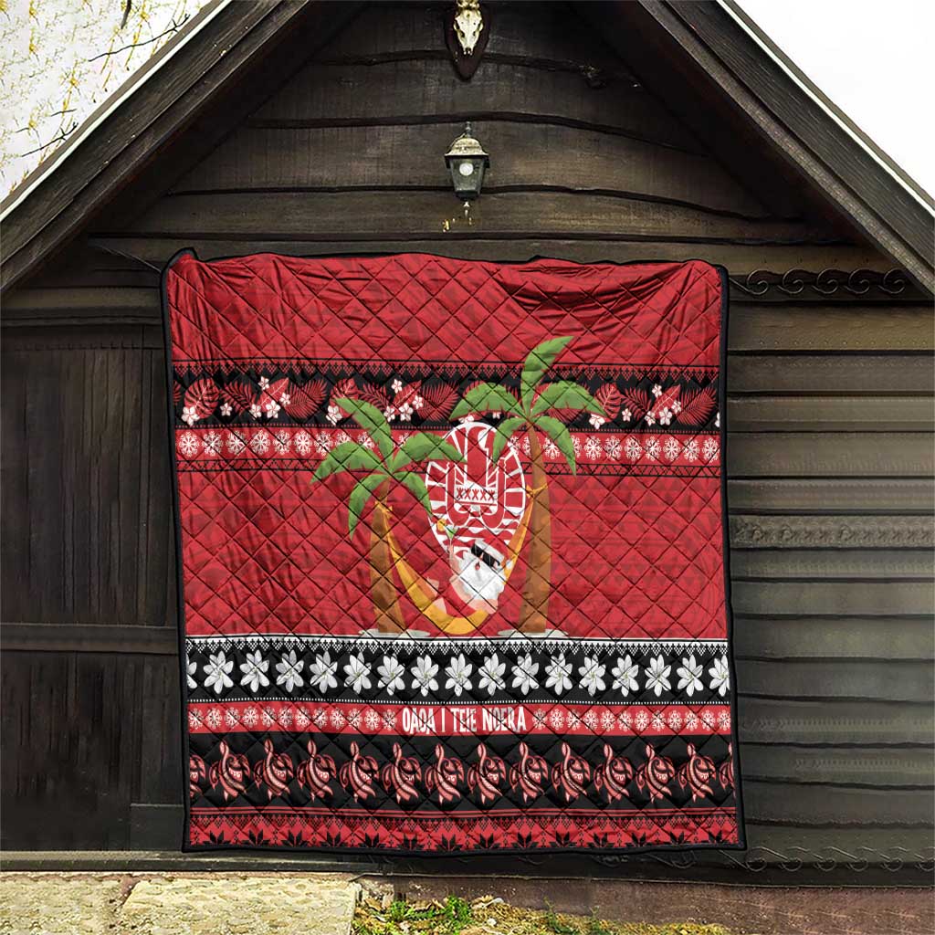 French Polynesia Christmas Quilt Tiare Chilling Santa Oaoa I teie Noera LT14 - Polynesian Pride