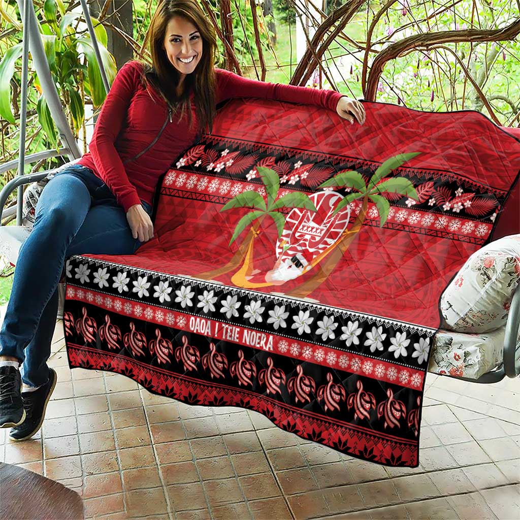French Polynesia Christmas Quilt Tiare Chilling Santa Oaoa I teie Noera LT14 - Polynesian Pride