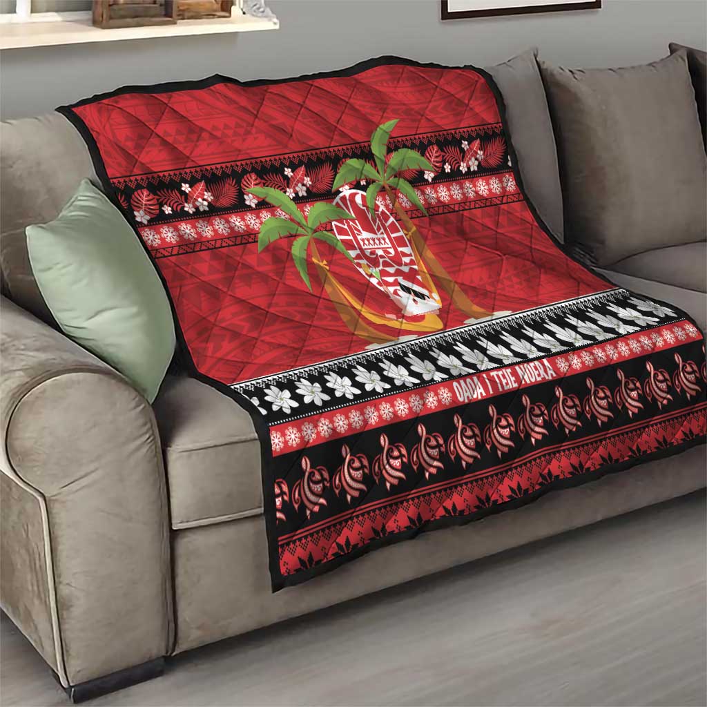 French Polynesia Christmas Quilt Tiare Chilling Santa Oaoa I teie Noera LT14 - Polynesian Pride