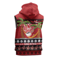 French Polynesia Christmas Sleeveless Zip Hoodie Tiare Chilling Santa Oaoa I teie Noera - Polynesian Pride