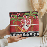 French Polynesia Christmas Wrapping Paper Tiare Chilling Santa Oaoa I teie Noera - Polynesian Pride