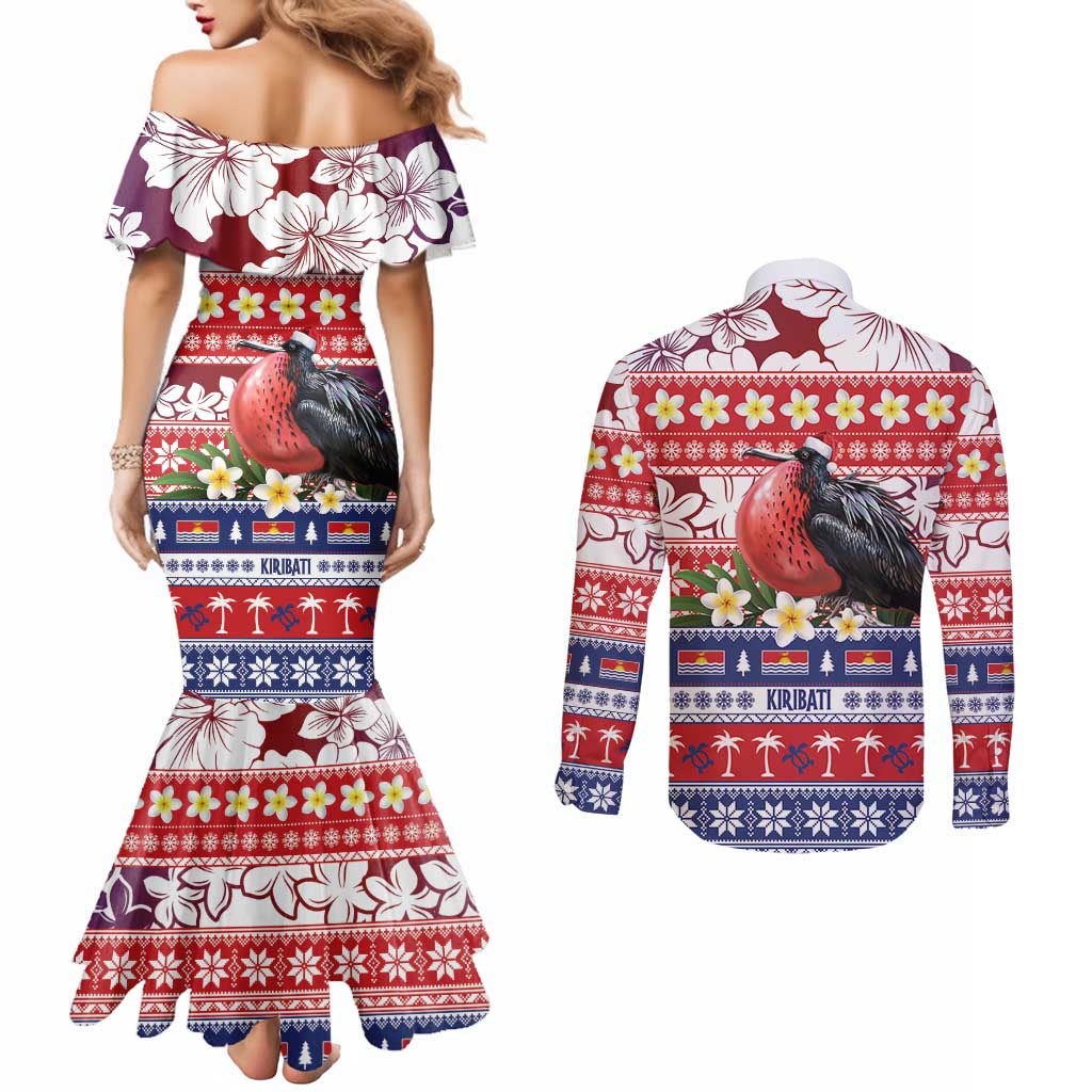 Kiribati Christmas Couples Matching Mermaid Dress and Long Sleeve Button Shirt Frigatebird Santa Tekeraoi n te Kiritimati - Polynesian Pride