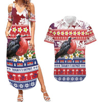 Kiribati Christmas Couples Matching Summer Maxi Dress and Hawaiian Shirt Frigatebird Santa Tekeraoi n te Kiritimati - Polynesian Pride