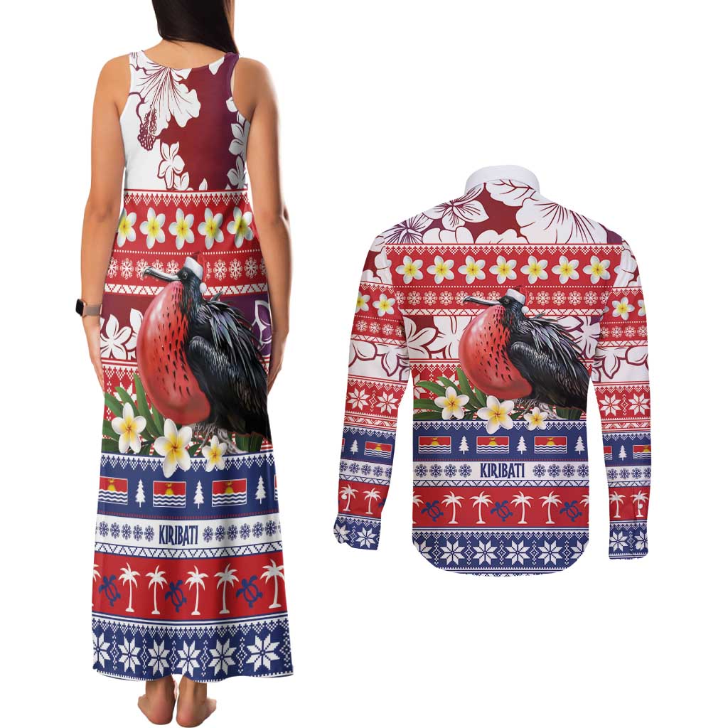 Kiribati Christmas Couples Matching Tank Maxi Dress and Long Sleeve Button Shirt Frigatebird Santa Tekeraoi n te Kiritimati - Polynesian Pride