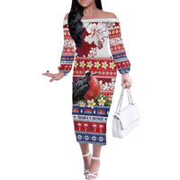 Kiribati Christmas Family Matching Off The Shoulder Long Sleeve Dress and Hawaiian Shirt Frigatebird Santa Tekeraoi n te Kiritimati - Polynesian Pride
