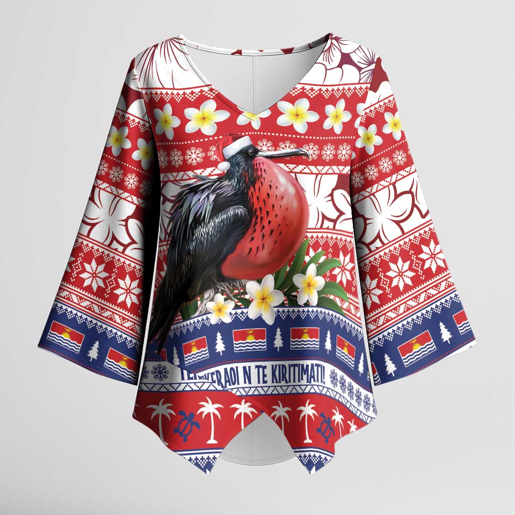 Kiribati Christmas Kimono Sleeve Blouse Frigatebird Santa Tekeraoi n te Kiritimati - Polynesian Pride