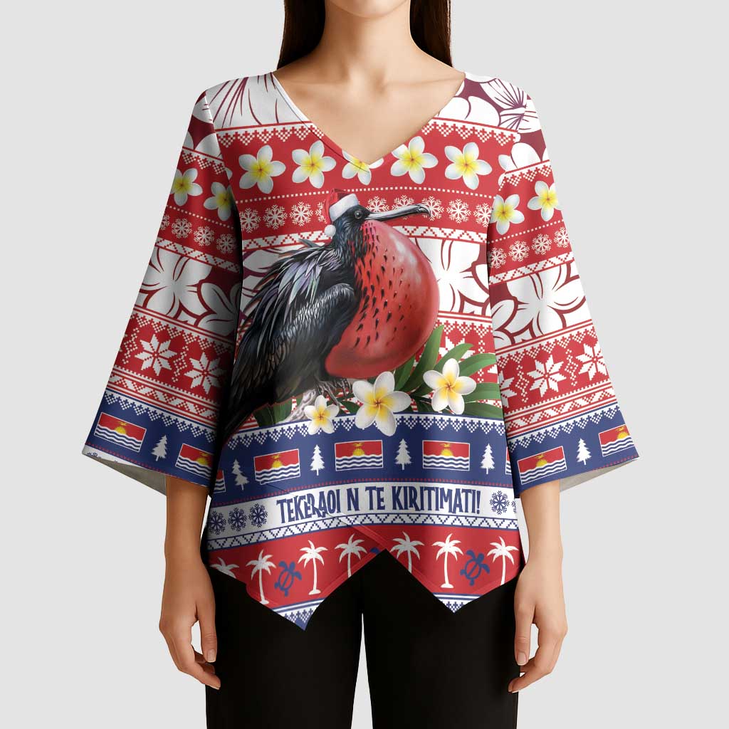 Kiribati Christmas Kimono Sleeve Blouse Frigatebird Santa Tekeraoi n te Kiritimati - Polynesian Pride