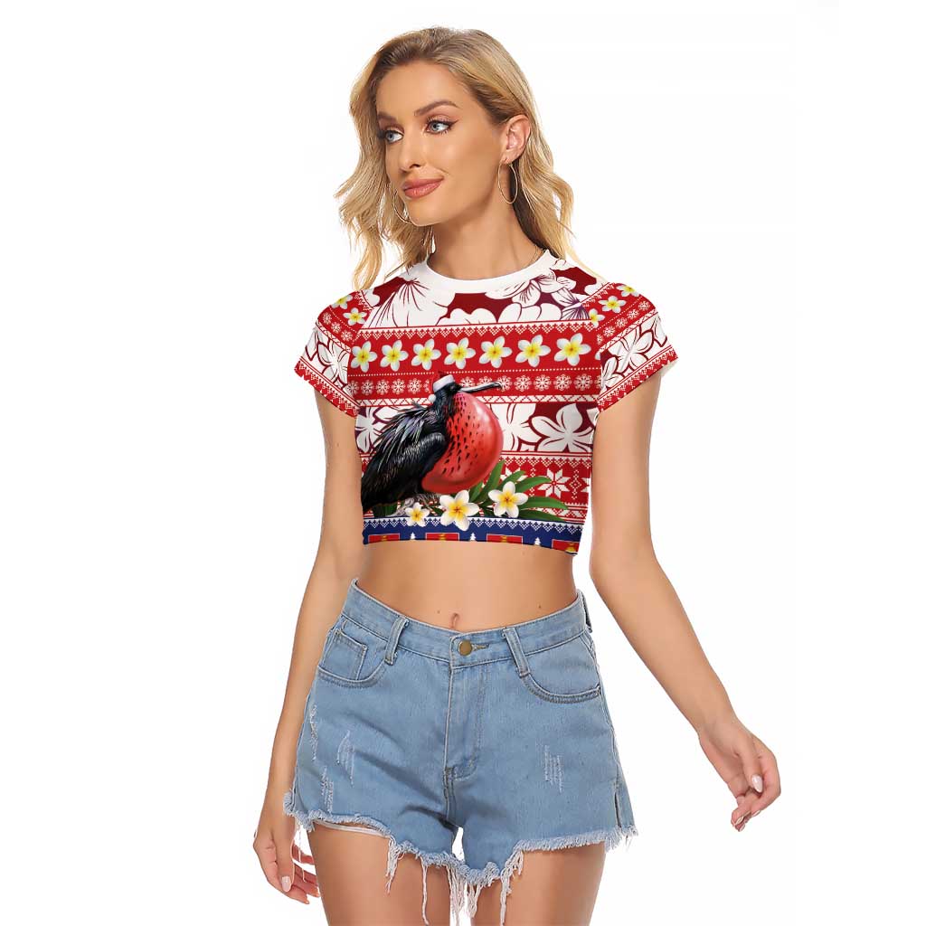 Kiribati Christmas Raglan Cropped T Shirt Frigatebird Santa Tekeraoi n te Kiritimati - Polynesian Pride