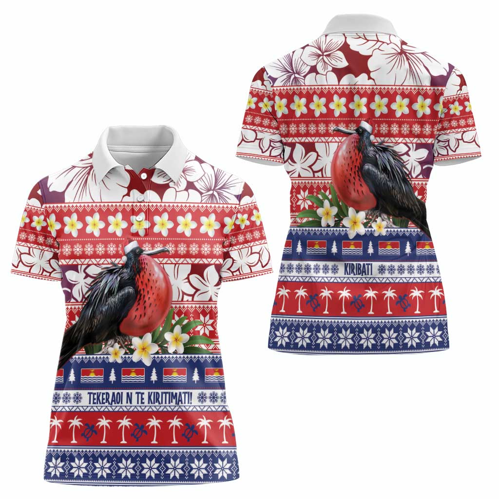 Kiribati Christmas Women Polo Shirt Frigatebird Santa Tekeraoi n te Kiritimati - Polynesian Pride