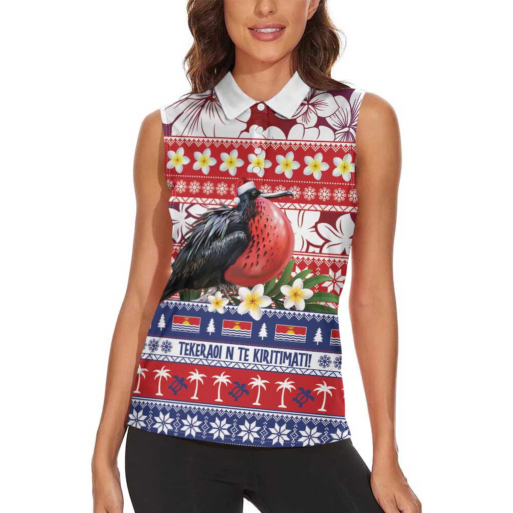 Kiribati Christmas Women Sleeveless Polo Shirt Frigatebird Santa Tekeraoi n te Kiritimati - Polynesian Pride