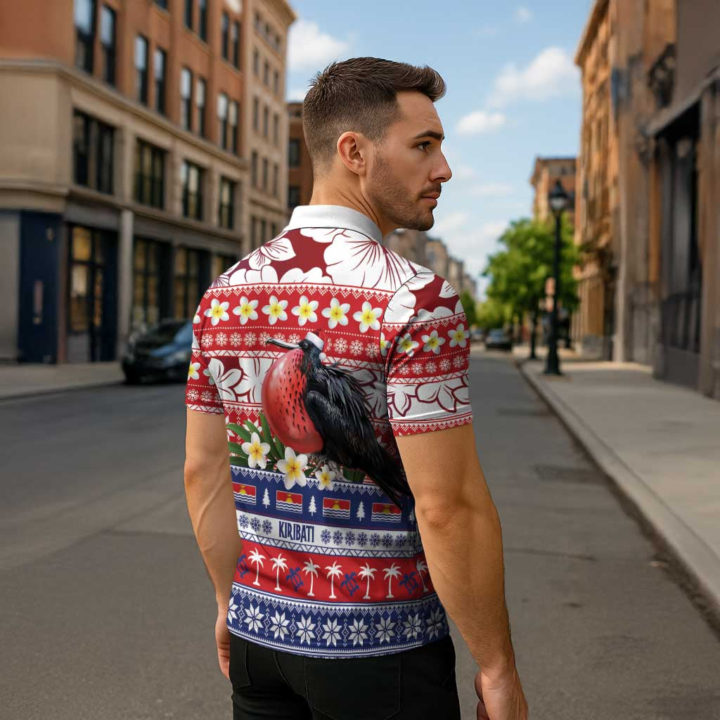 Kiribati Christmas Zipper Polo Shirt Frigatebird Santa Tekeraoi n te Kiritimati - Polynesian Pride