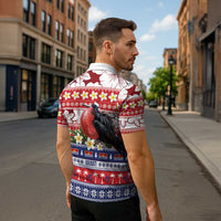 Kiribati Christmas Zipper Polo Shirt Frigatebird Santa Tekeraoi n te Kiritimati - Polynesian Pride