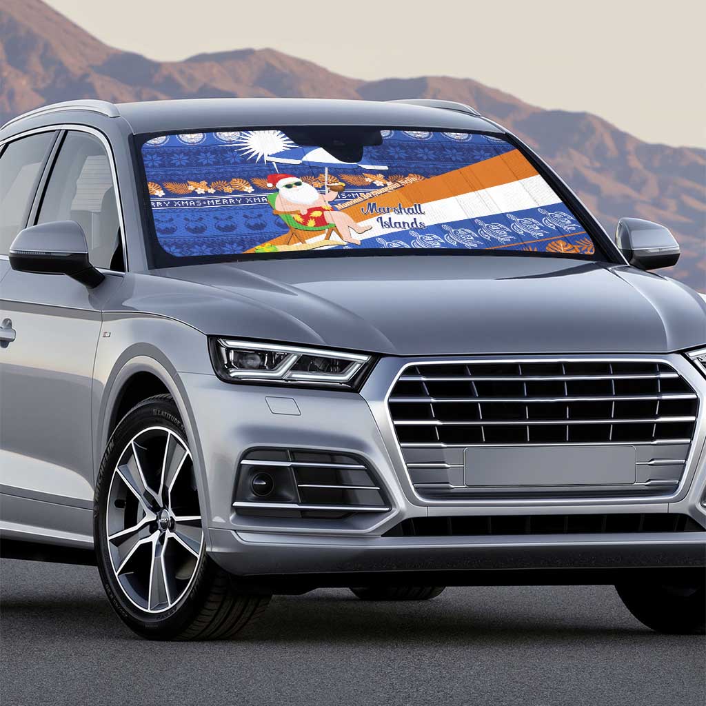 Marshall Islands Christmas Auto Sun Shade Beachy Santa Monono ilo raaneoan Nejin - Polynesian Pride