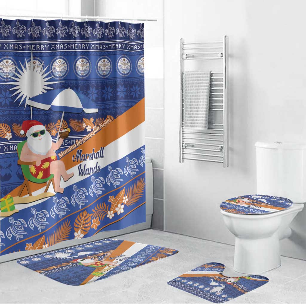 Marshall Islands Christmas Bathroom Set Beachy Santa Monono ilo raaneoan Nejin - Polynesian Pride