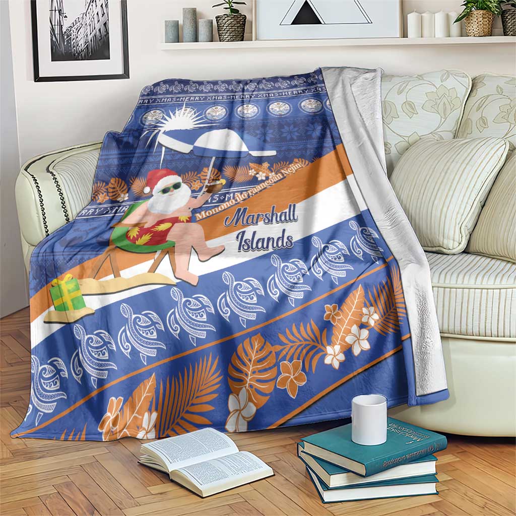 Marshall Islands Christmas Blanket Beachy Santa Monono ilo raaneoan Nejin - Polynesian Pride