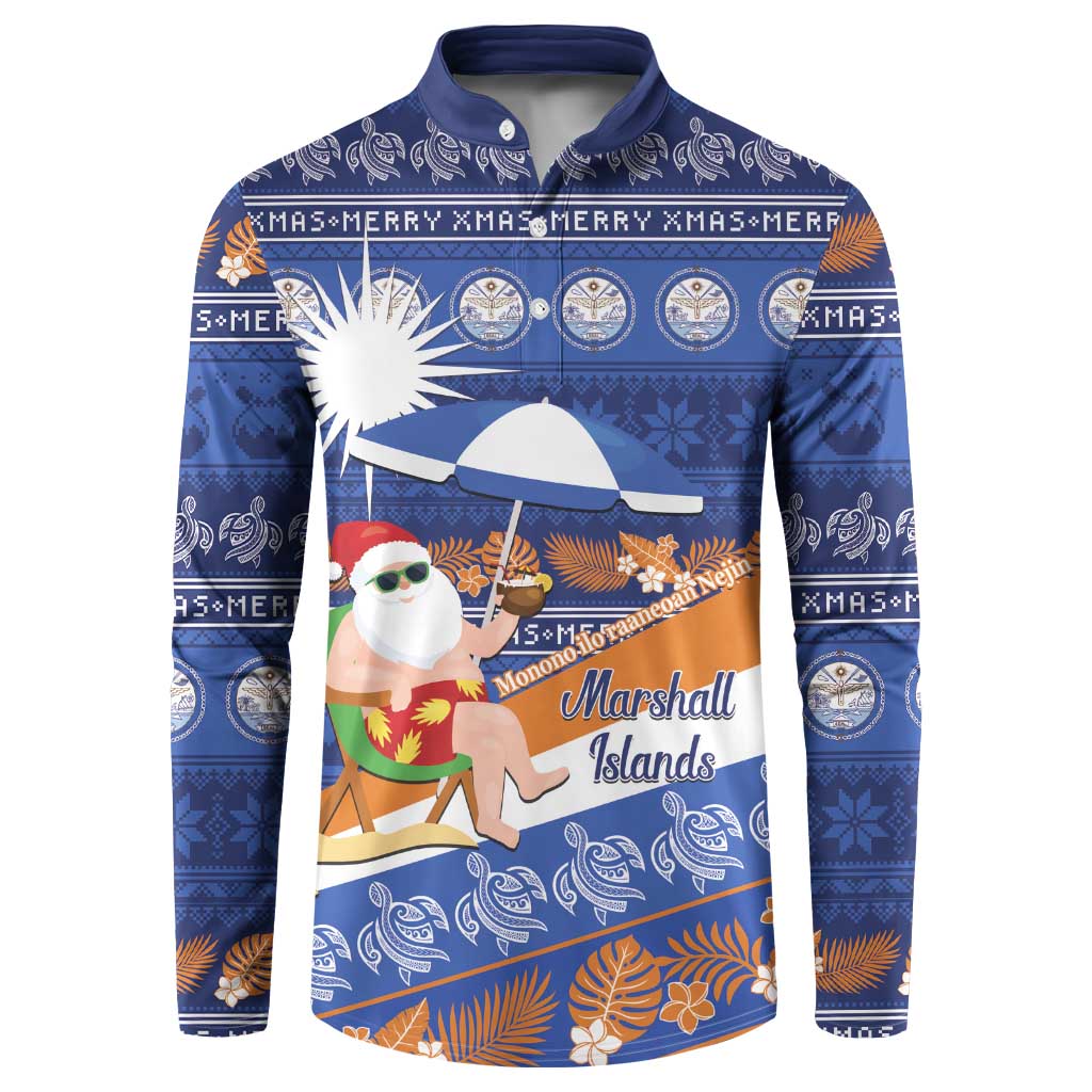 Marshall Islands Christmas Button Sweatshirt Beachy Santa Monono ilo raaneoan Nejin - Polynesian Pride