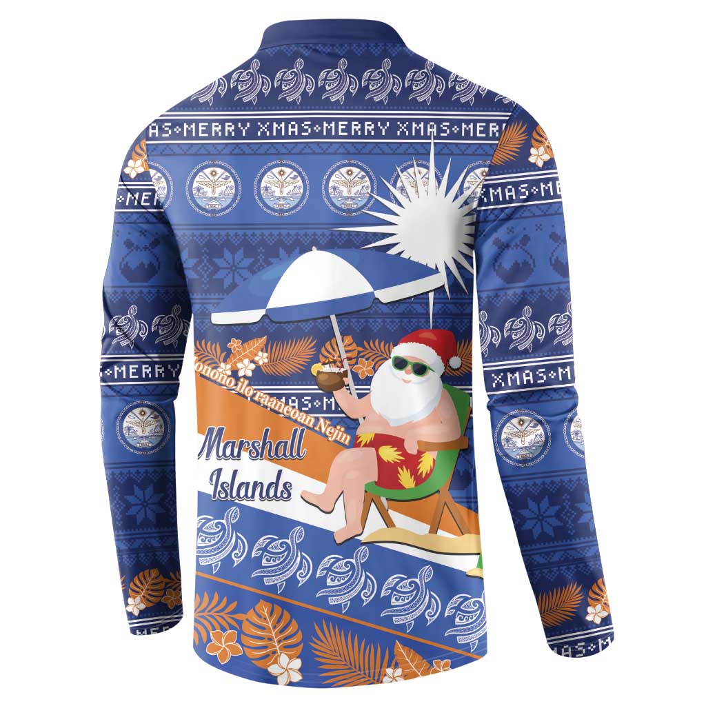 Marshall Islands Christmas Button Sweatshirt Beachy Santa Monono ilo raaneoan Nejin - Polynesian Pride