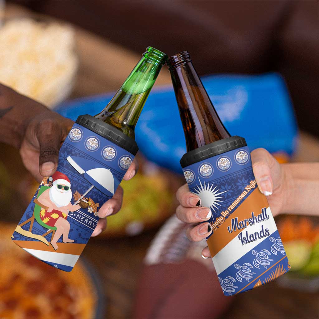 Marshall Islands Christmas 4 in 1 Can Cooler Tumbler Beachy Santa Monono ilo raaneoan Nejin - Polynesian Pride