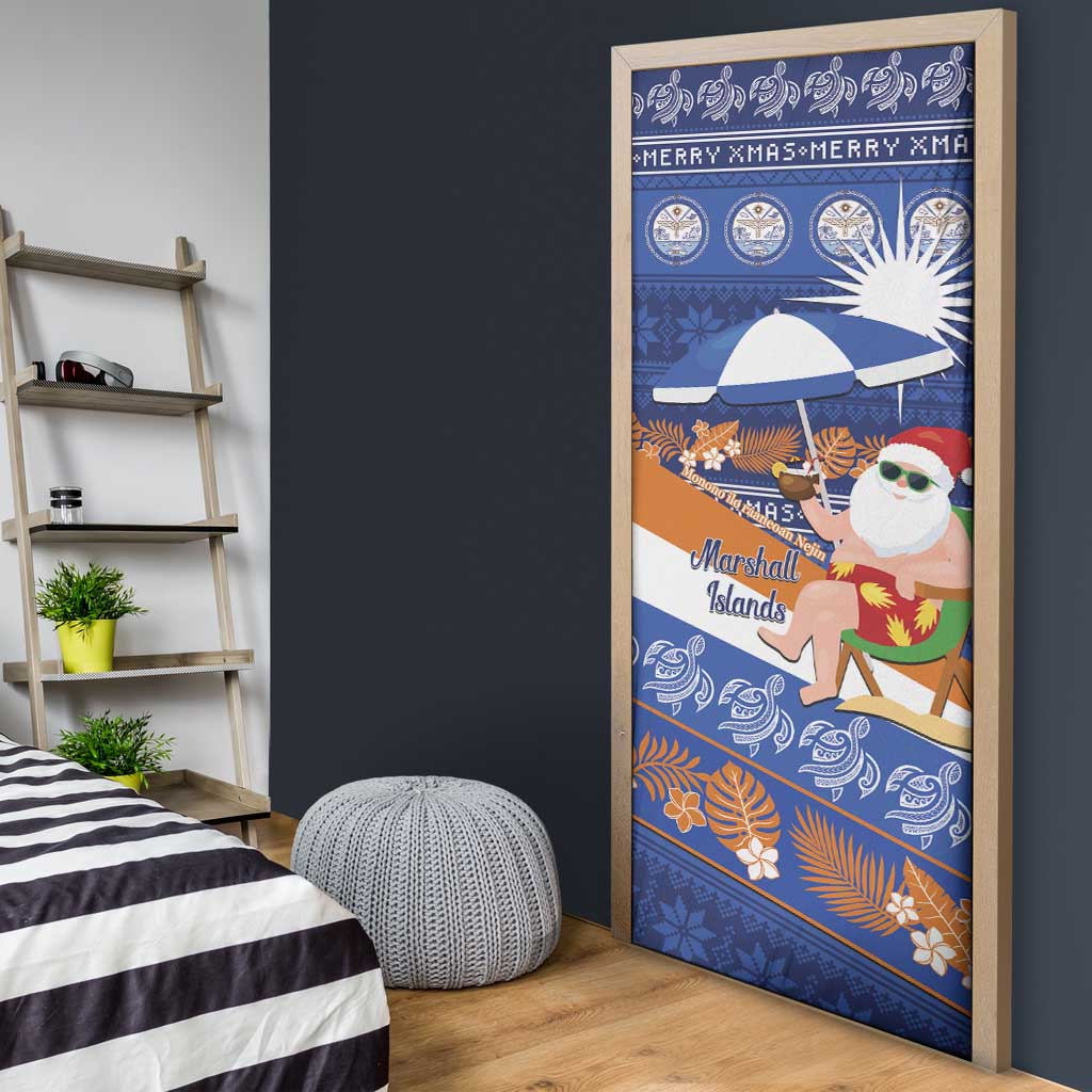 Marshall Islands Christmas Door Cover Beachy Santa Monono ilo raaneoan Nejin - Polynesian Pride