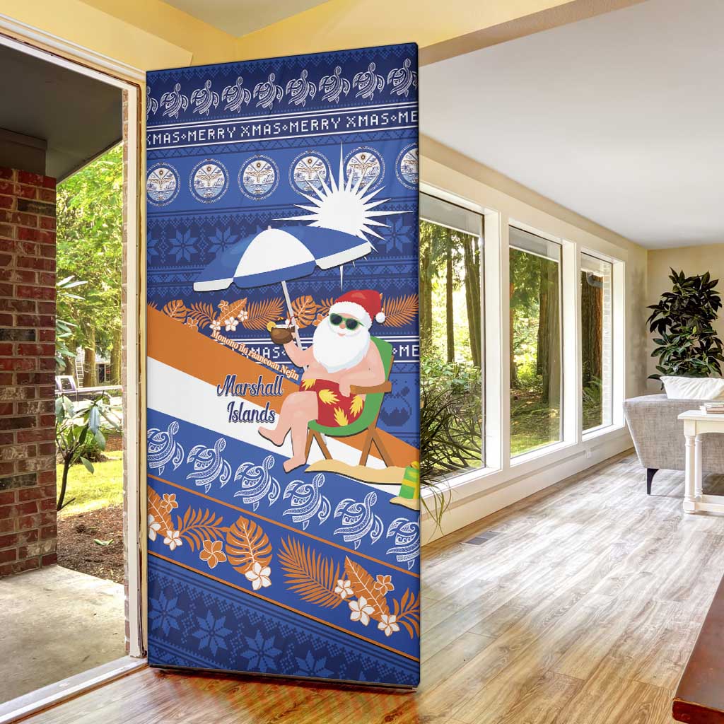Marshall Islands Christmas Door Cover Beachy Santa Monono ilo raaneoan Nejin - Polynesian Pride