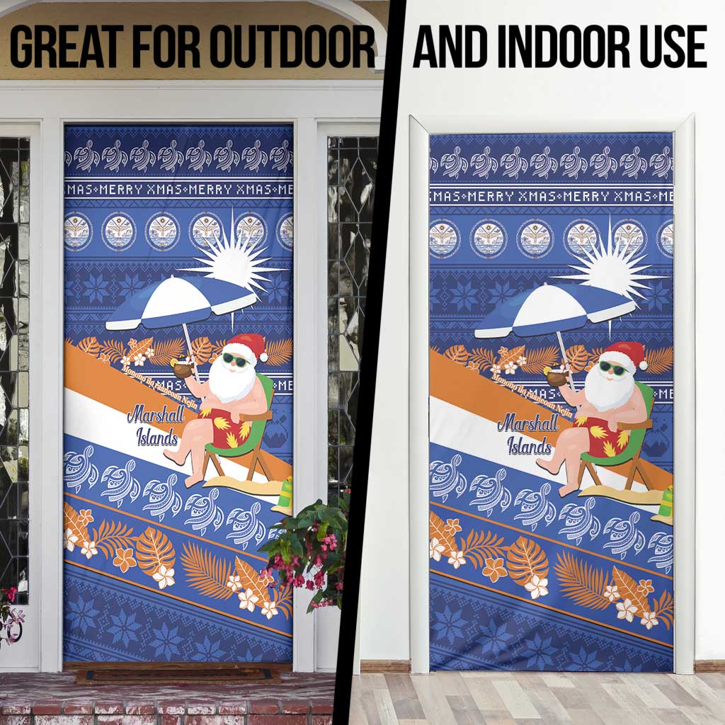 Marshall Islands Christmas Door Cover Beachy Santa Monono ilo raaneoan Nejin - Polynesian Pride