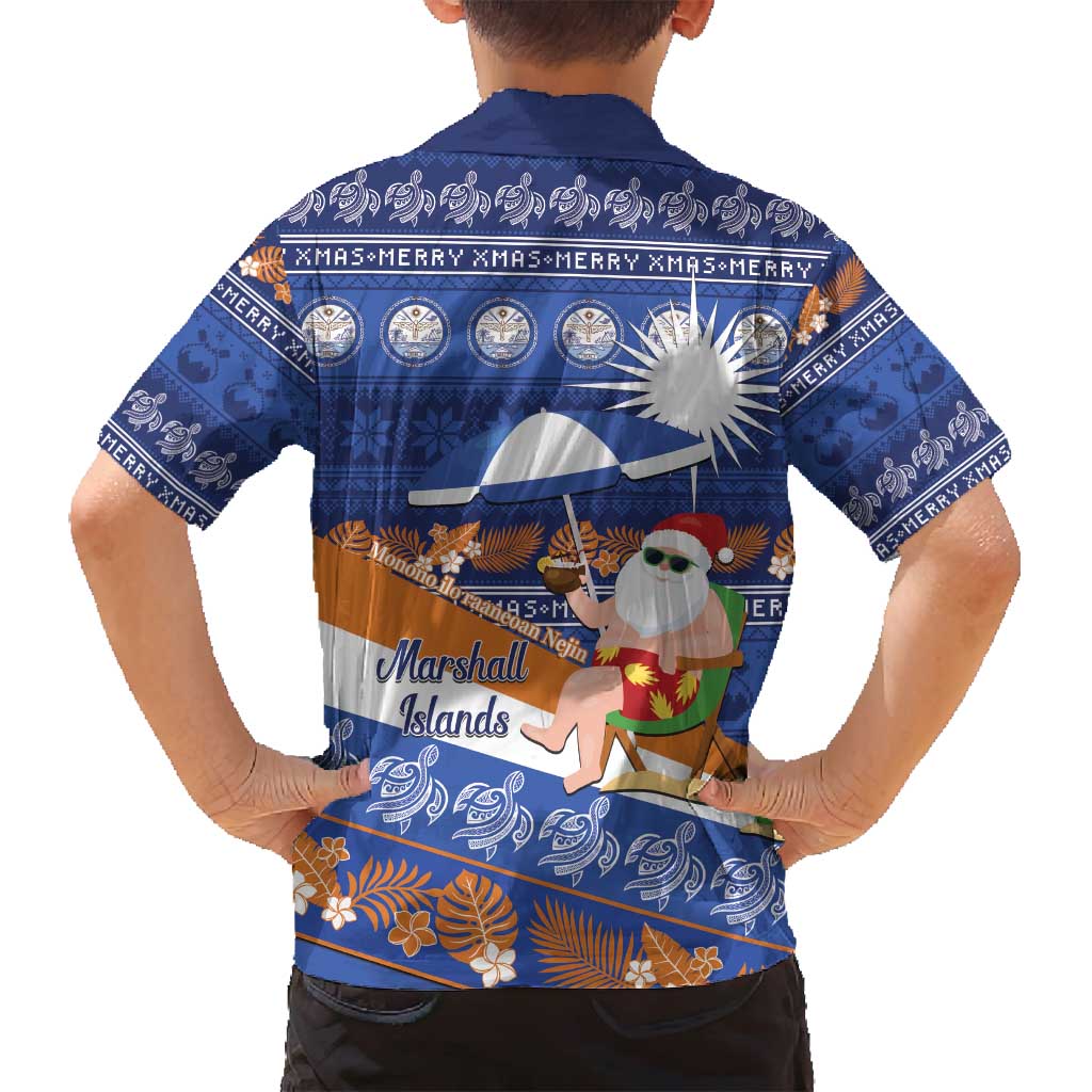 Marshall Islands Christmas Family Matching Puletasi and Hawaiian Shirt Beachy Santa Monono ilo raaneoan Nejin - Polynesian Pride