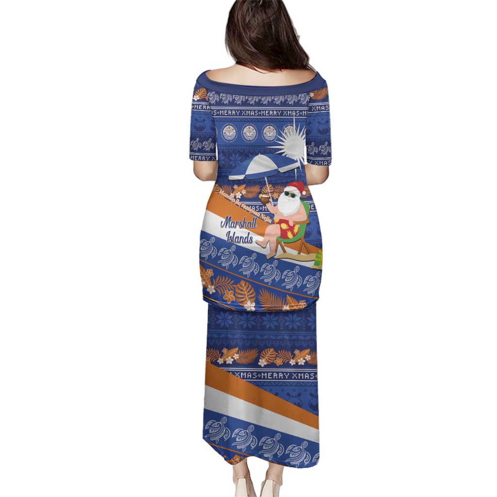 Marshall Islands Christmas Family Matching Puletasi and Hawaiian Shirt Beachy Santa Monono ilo raaneoan Nejin - Polynesian Pride