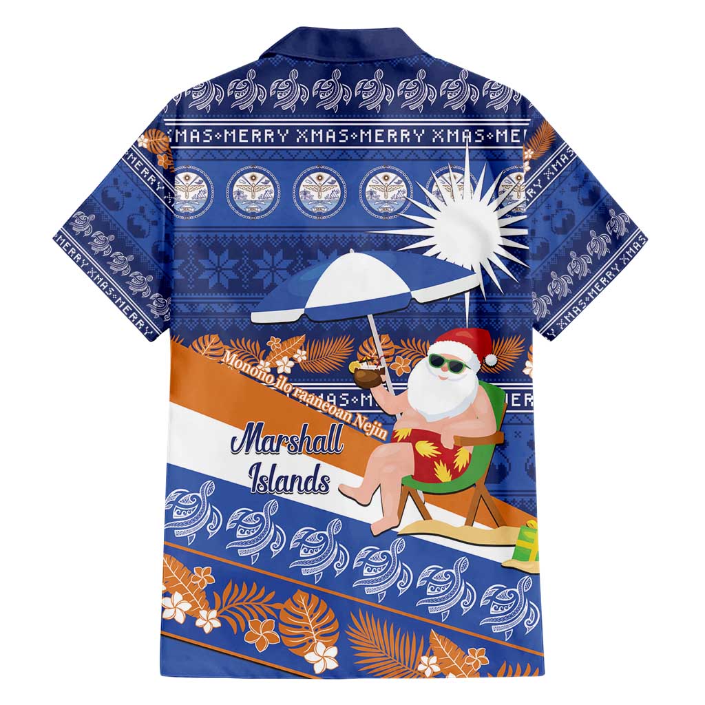 Marshall Islands Christmas Family Matching Short Sleeve Bodycon Dress and Hawaiian Shirt Beachy Santa Monono ilo raaneoan Nejin - Polynesian Pride