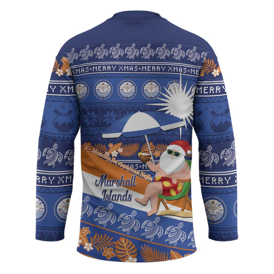 Marshall Islands Christmas Hockey Jersey Beachy Santa Monono ilo raaneoan Nejin - Polynesian Pride