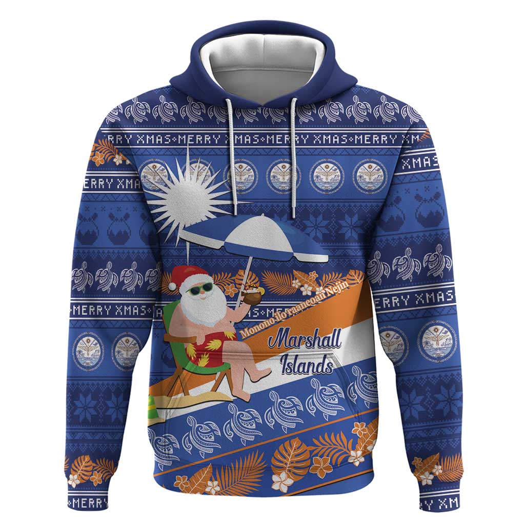 Marshall Islands Christmas Hoodie Beachy Santa Monono ilo raaneoan Nejin - Polynesian Pride