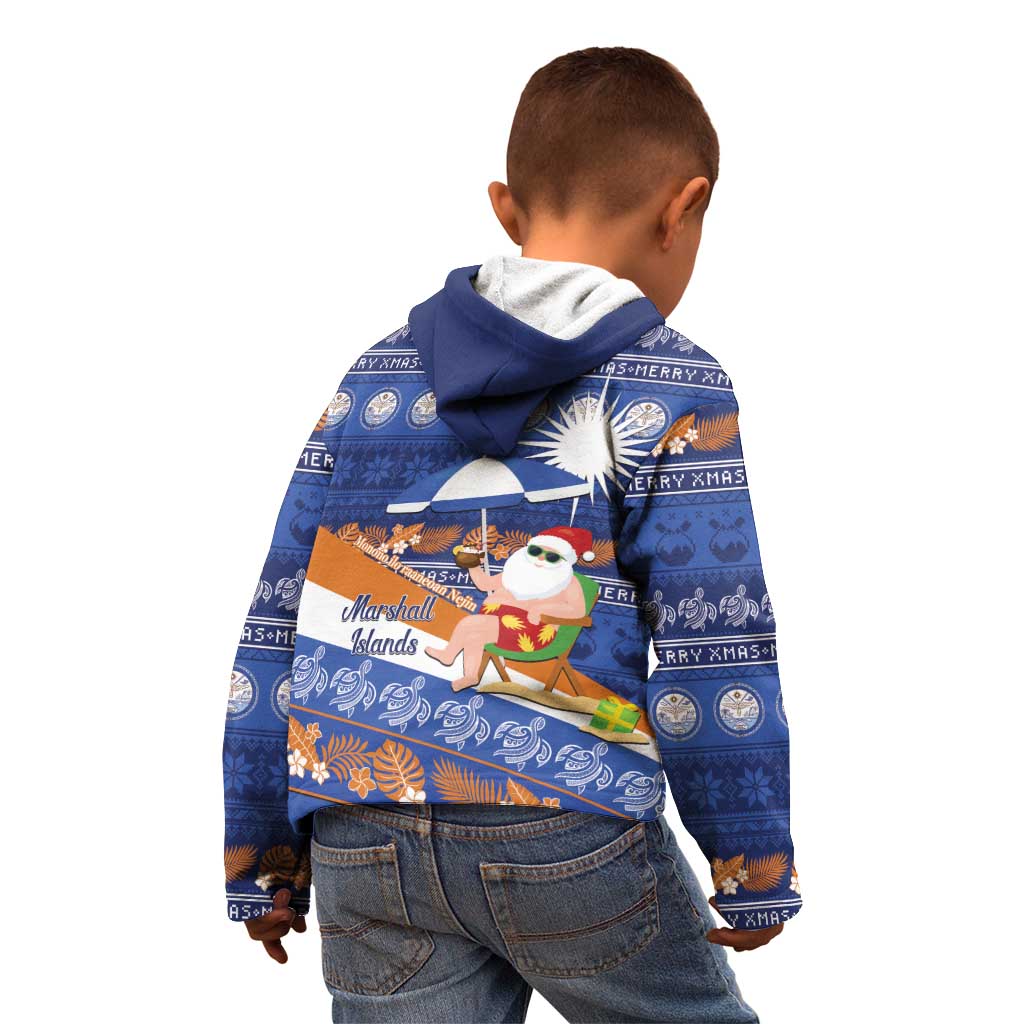 Marshall Islands Christmas Kid Hoodie Beachy Santa Monono ilo raaneoan Nejin - Polynesian Pride