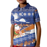 Marshall Islands Christmas Kid Polo Shirt Beachy Santa Monono ilo raaneoan Nejin - Polynesian Pride