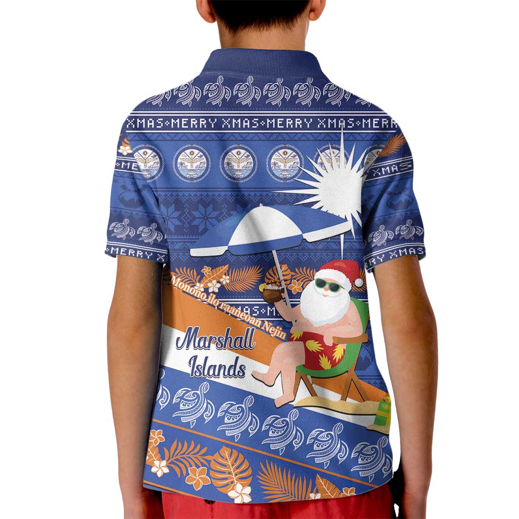 Marshall Islands Christmas Kid Polo Shirt Beachy Santa Monono ilo raaneoan Nejin - Polynesian Pride