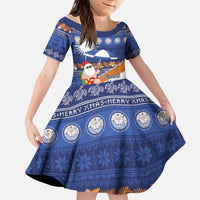 Marshall Islands Christmas Kid Short Sleeve Dress Beachy Santa Monono ilo raaneoan Nejin - Polynesian Pride