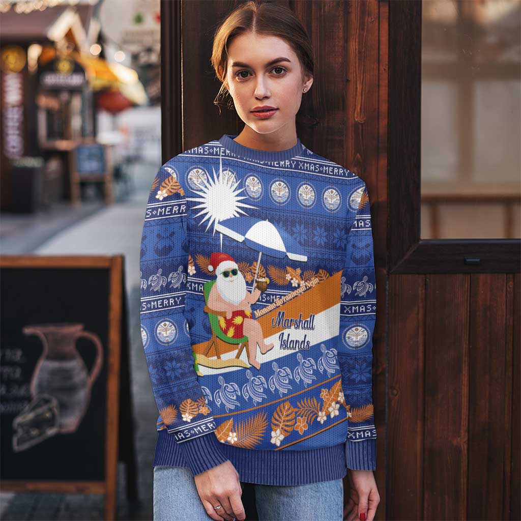 Marshall Islands Christmas Ugly Christmas Sweater Beachy Santa Monono ilo raaneoan Nejin - Polynesian Pride