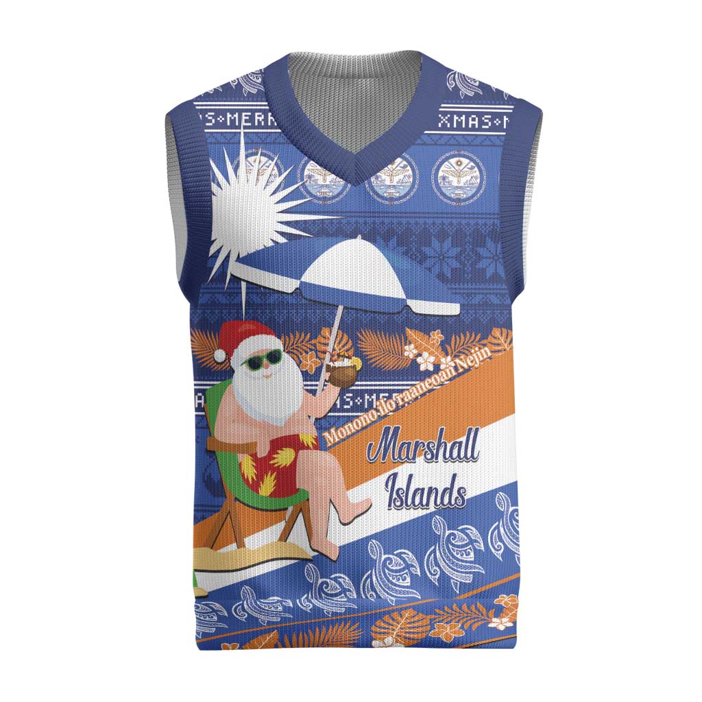 Marshall Islands Christmas Knitted V-Neck Vest Beachy Santa Monono ilo raaneoan Nejin - Polynesian Pride
