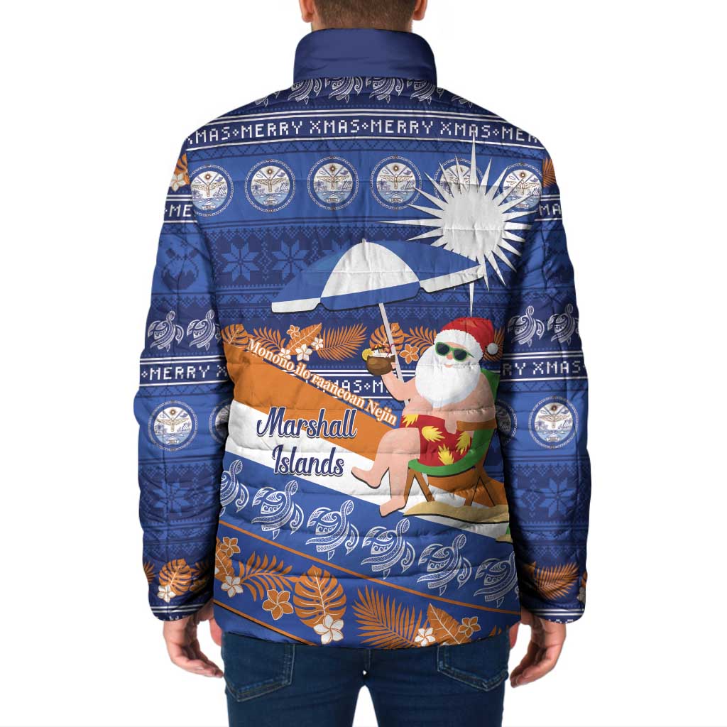 Marshall Islands Christmas Padded Jacket Beachy Santa Monono ilo raaneoan Nejin - Polynesian Pride