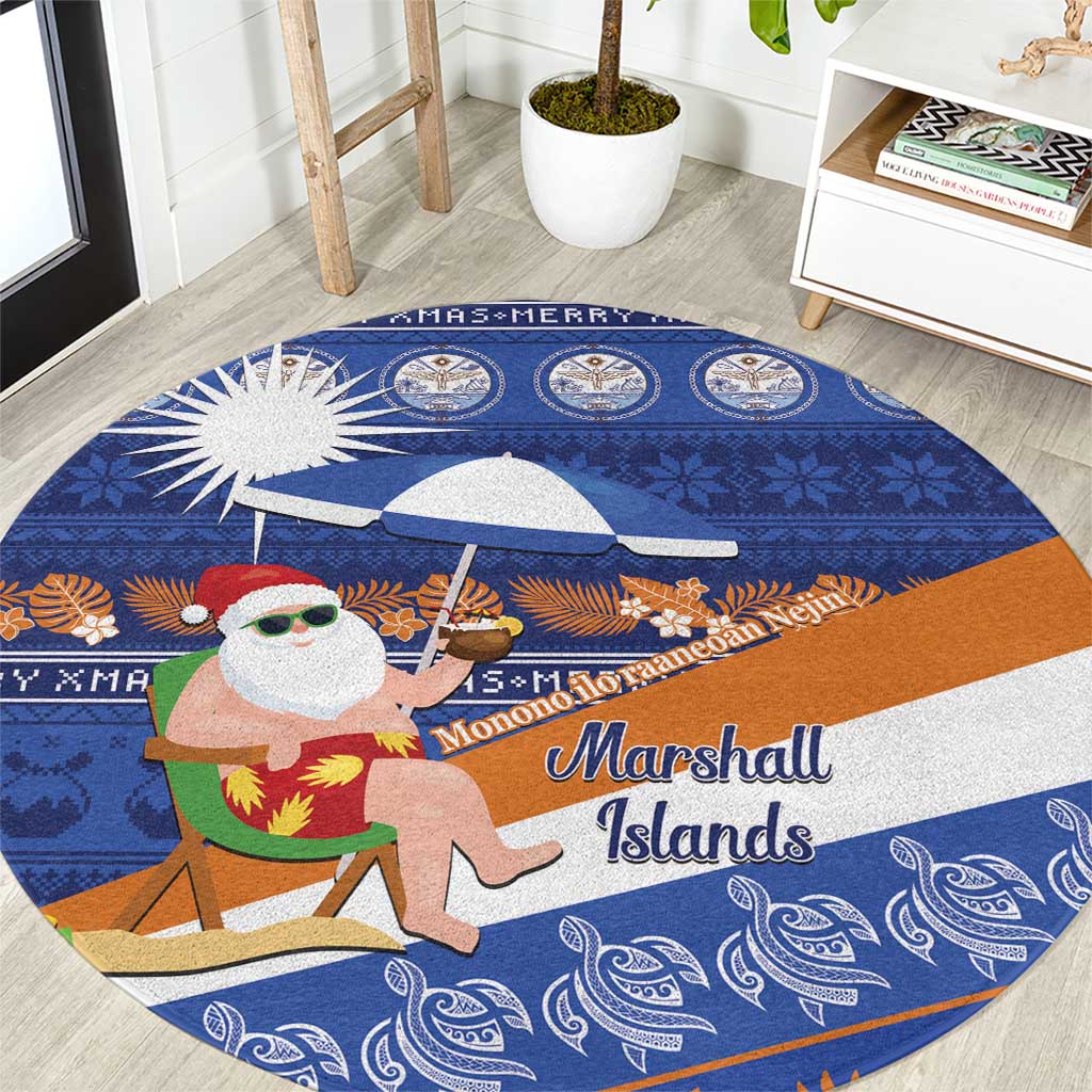 Marshall Islands Christmas Round Carpet Beachy Santa Monono ilo raaneoan Nejin - Polynesian Pride