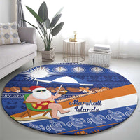Marshall Islands Christmas Round Carpet Beachy Santa Monono ilo raaneoan Nejin - Polynesian Pride