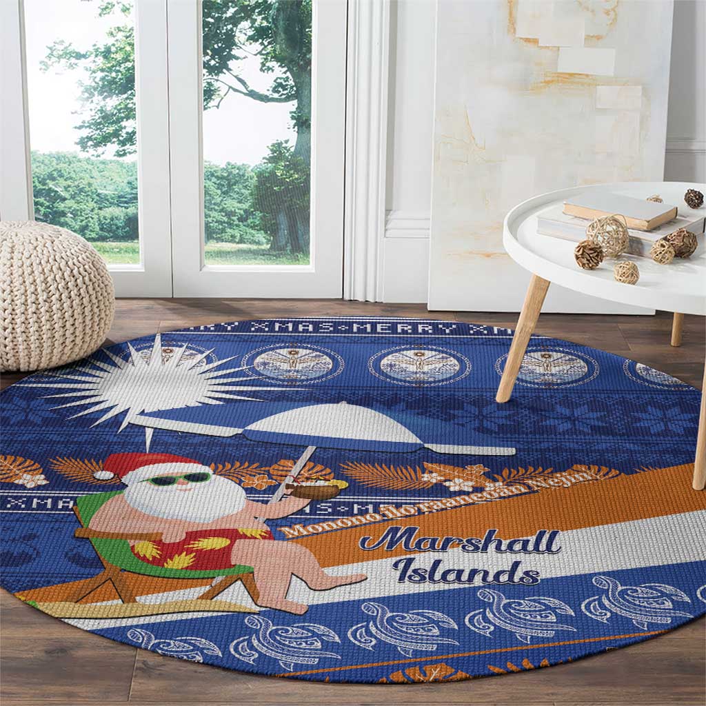Marshall Islands Christmas Round Carpet Beachy Santa Monono ilo raaneoan Nejin - Polynesian Pride
