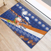 Marshall Islands Christmas Rubber Doormat Beachy Santa Monono ilo raaneoan Nejin - Polynesian Pride