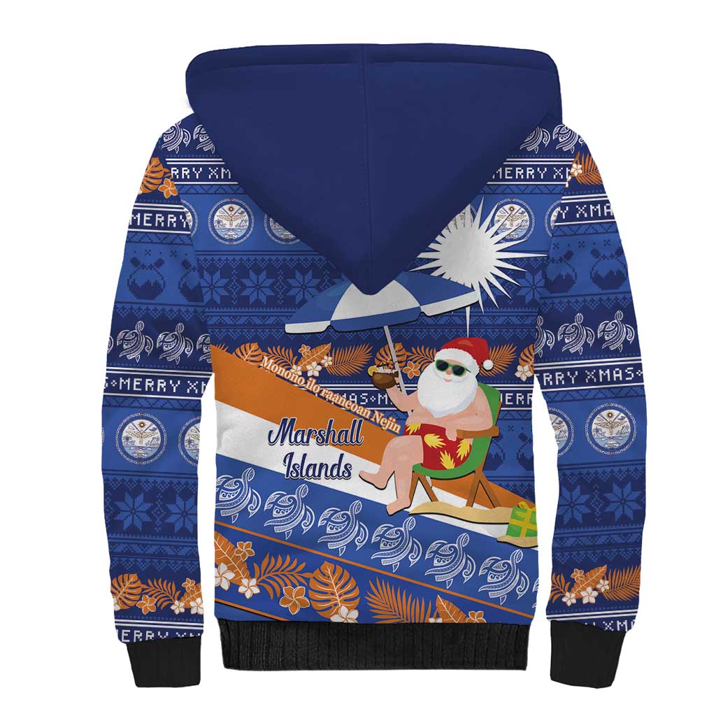 Marshall Islands Christmas Sherpa Hoodie Beachy Santa Monono ilo raaneoan Nejin - Polynesian Pride