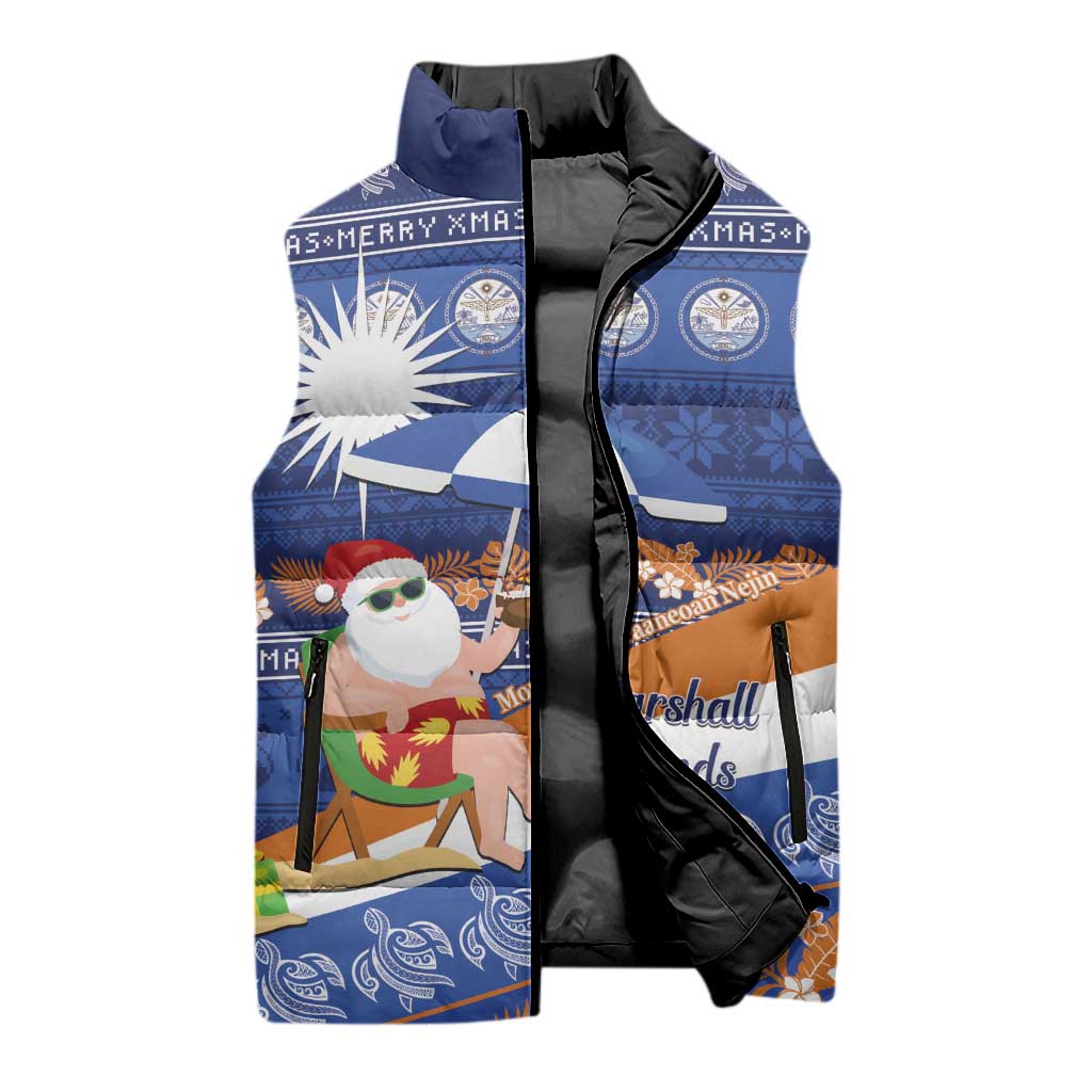 Marshall Islands Christmas Sleeveless Puffer Jacket Beachy Santa Monono ilo raaneoan Nejin - Polynesian Pride