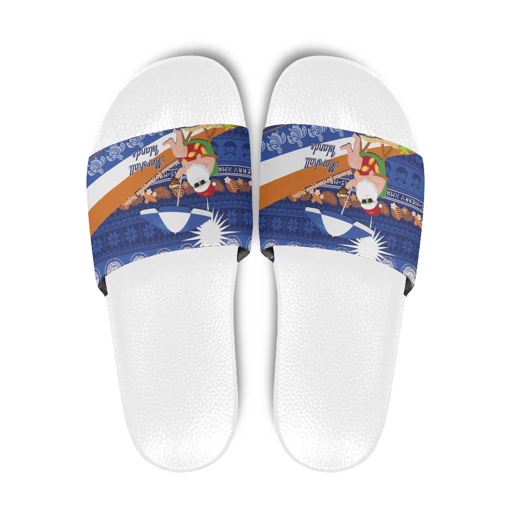 Marshall Islands Christmas Slide Sandals Beachy Santa Monono ilo raaneoan Nejin - Polynesian Pride