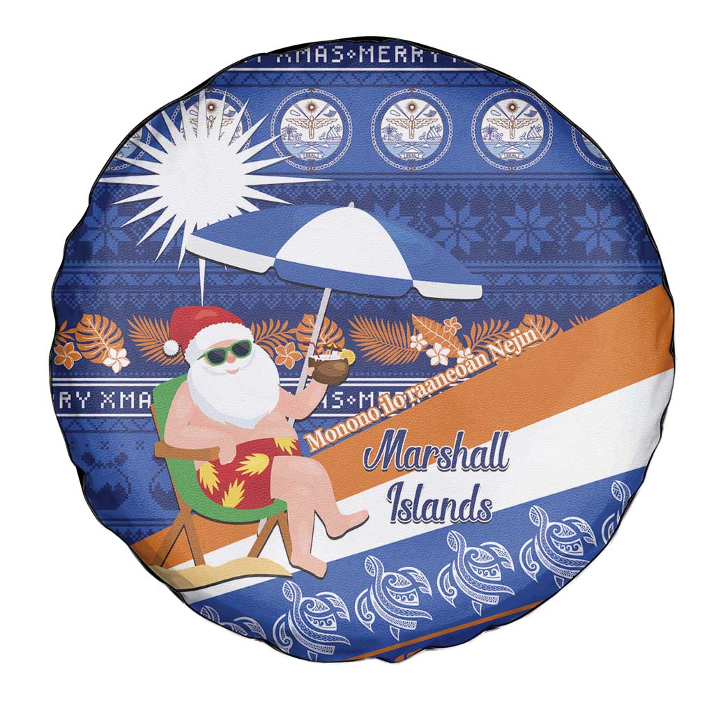 Marshall Islands Christmas Spare Tire Cover Beachy Santa Monono ilo raaneoan Nejin - Polynesian Pride
