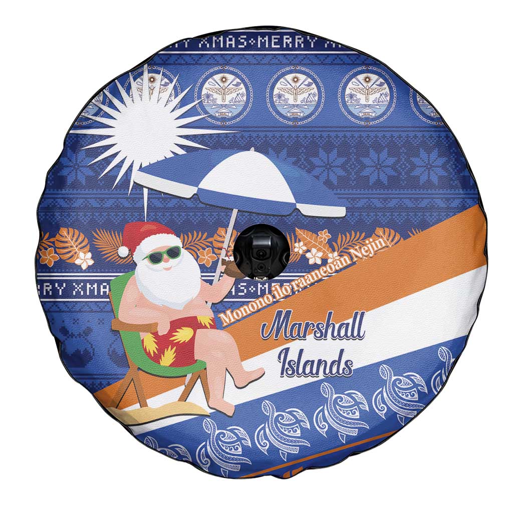 Marshall Islands Christmas Spare Tire Cover Beachy Santa Monono ilo raaneoan Nejin - Polynesian Pride